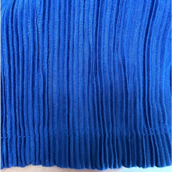 The Limited Collection Vibrant Blue Pleated V Neck Flutter Sleeve Top - Picture 9 of 9